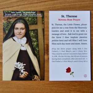 St Therese Novena Rose Prayer Card - Catholic Devotion (Pack of 10/25/50/100)
