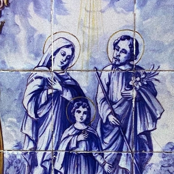 Holy Family Mission Tile Note Card Set of 8, Blank Catholic, Spanish Style