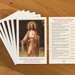 Gebete an das Heiligste Herz Jesu, Kurze Indulgented katholische Gebete Heilige Karte von der Raccolta in Sets von 10, 25, 50, 100