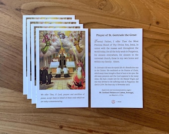 St. Gertrude Holy Card: Catholic Prayers for Poor Souls in Purgatory