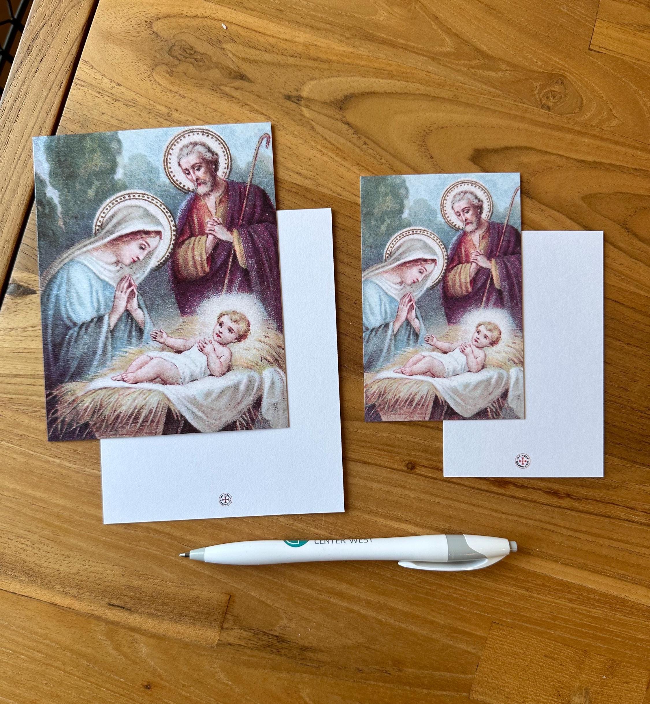Christmas Nativity Prayer Cards - Holy Family With Christmas Prayer 10 Pack 2.5x4.3 Inches