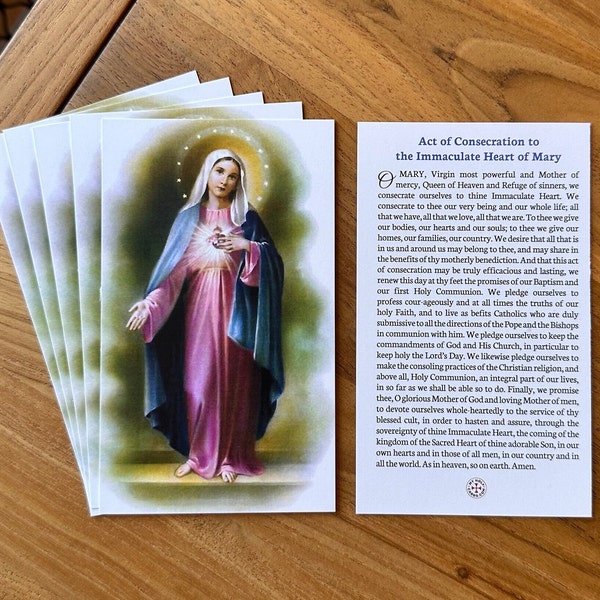 Act of Consecration to the Immaculate Heart of Mary Catholic Prayer Holy Card, packages of 10, 25, 50 and 100