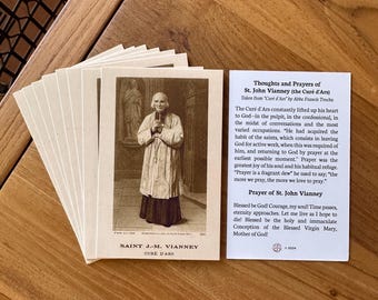 Saint John Vianney Holy Card: Catholic Prayer Card - Cure of Ars