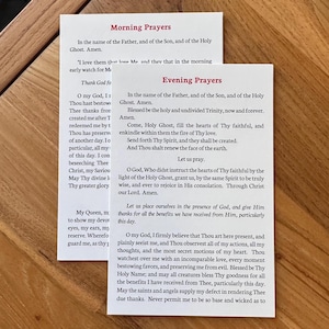Catholic Morning & Evening Prayer Card Set,  Jumbo Size, Traditional Prayers