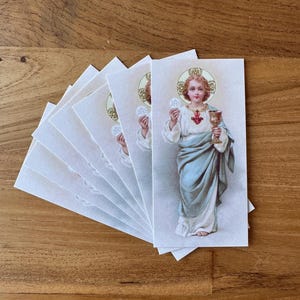 Litanie des louanges divines, prière catholique avec image de l'Enfant-Jésus, paquets de 10, 25, 50 ou 100 cartes, 2 versions des litanies