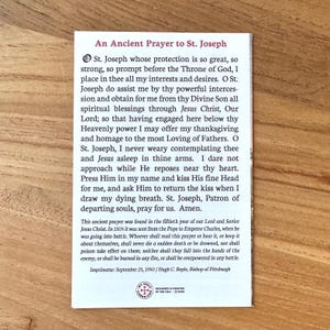 St. Joseph Prayer Card: 3 Unique Prayers, Litany (Pack of 5/10/25/50/100) image 4