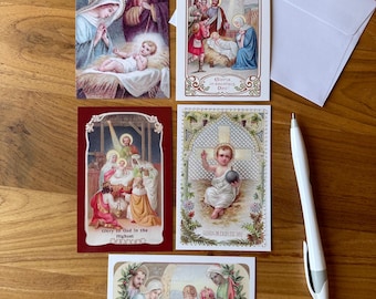 Christmas Holy Card Set: Vintage Style Religious Message Cards