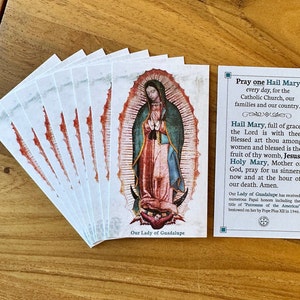 Onze-Lieve-Vrouw van Guadalupe - bid een weesgegroet voor ons land, katholieke heilige kaart, pakketten van 10, 25, 50 en 100, miniformaat