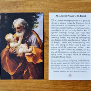 Antica preghiera a San Giuseppe per la protezione Immagine sacra, brevi preghiere cattoliche per tutti i giorni, preghiere tradizionali, confezione da 10, 25, 50, 100