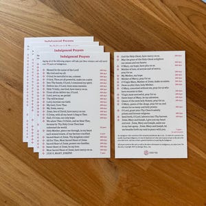 Jumbo Indulgenced Prayers Holy Card: Short Catholic Prayers from the Raccolta, English and Spanish Versions