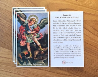 St Michael Archangel Holy Card: Catholic Prayer for Protection