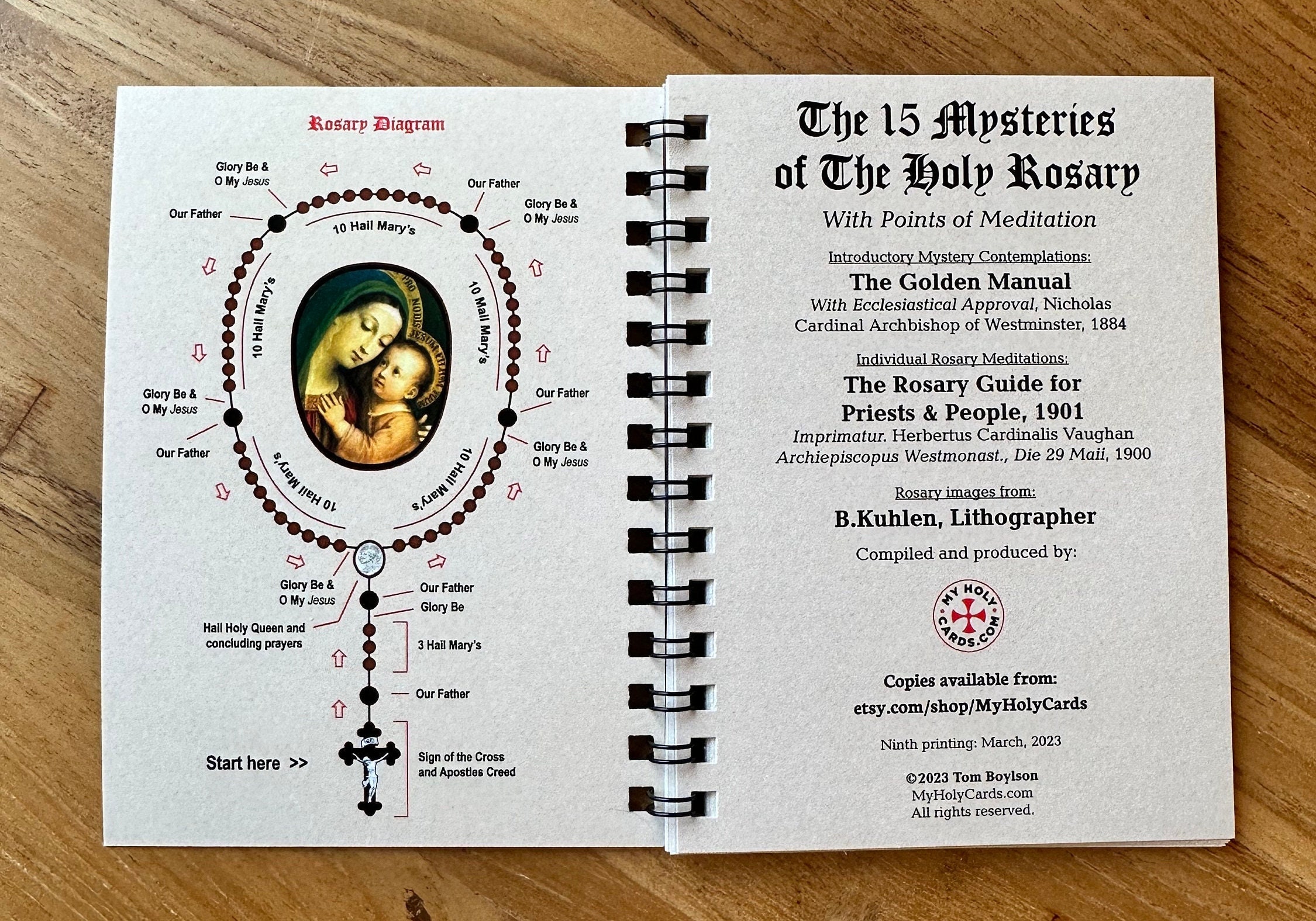 ORIGINAL!  POCKET-SIZE Rosary Meditation Book featuring 15 decades with meditations for each bead, Traditional Catholic, Latin Mass, Fatima