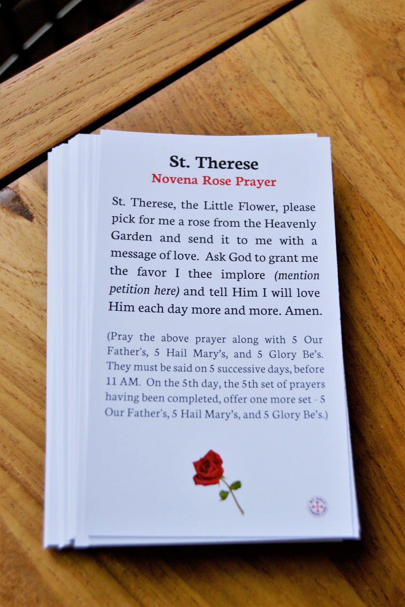 St Therese Novena Rose Prayer Short Catholic Prayers for Etsy