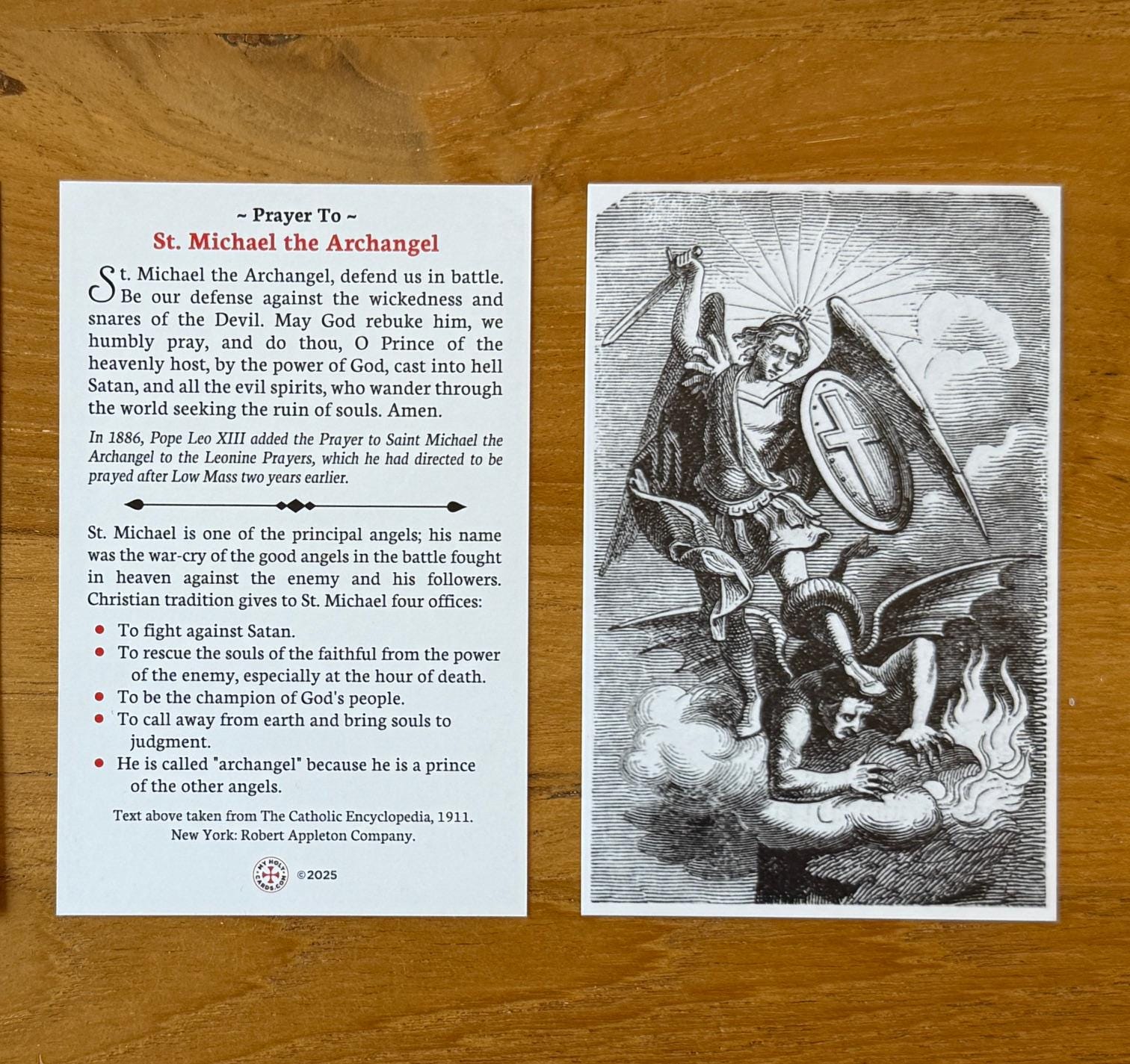 St Michael Archangel Holy Card: Catholic Prayer (package of 5/10/25/50 ...