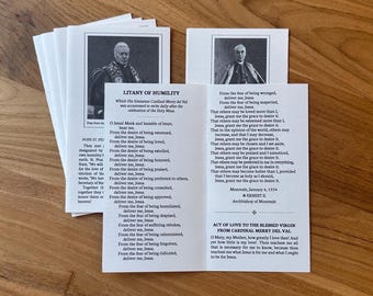 Litany of Humility Prayer Card: Pope St. Pius X & Cardinal Merry Del Val