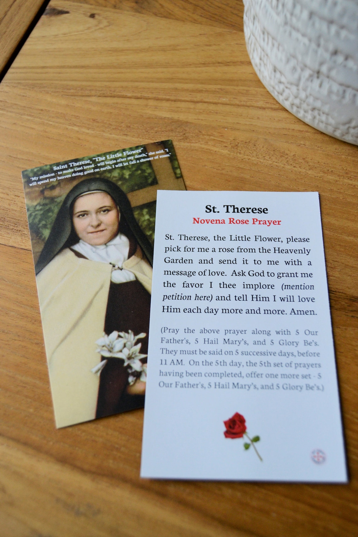 St Therese Novena Rose Prayer Short Catholic Prayers for Etsy