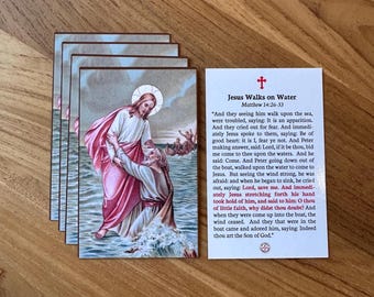 Be of Good Heart Holy Prayer Card: Matthew 14;26-33,  Jesus and St. Peter