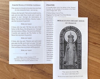 Infant Jesus of Prague Novena Prayers – Catholic Prayer Card
