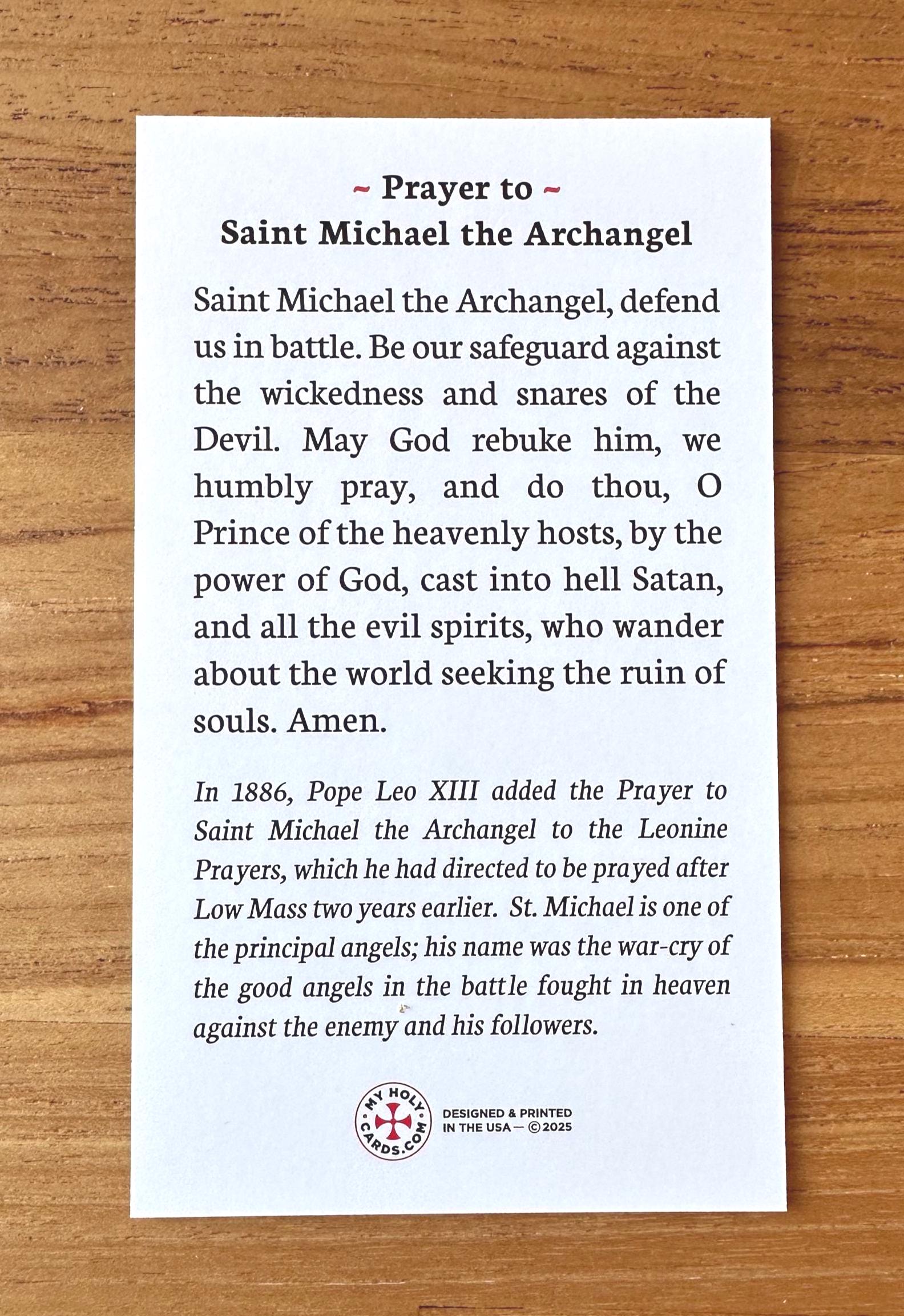 St Michael Archangel Holy Card: Catholic Prayer for Protection - Etsy