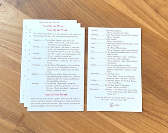 Sanctify the Week & Month Catholic Prayer Card - Fr. Lasance
