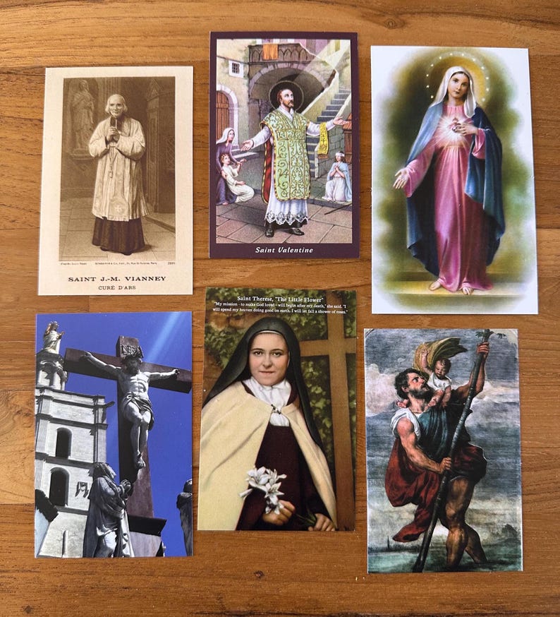 Catholic Holy Card Bundle: Prayers, Saints, and Sacred Images, 45 Cards ...