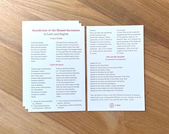 Benediction of the Blessed Sacrament Jumbo Holy Card: Latin & English (Pre-Vatican II), Catholic Prayer