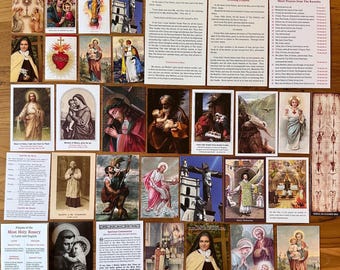 Catholic Holy Card Bundle: Prayers, Saints, and Sacred Images, 45 Cards