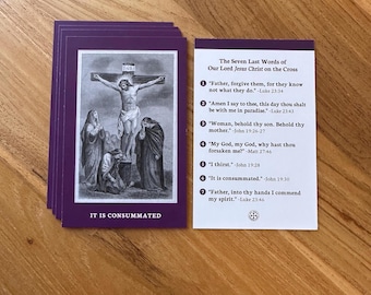 Seven Last Words of Jesus Holy Card: Catholic Prayer, Lenten Devotion