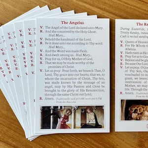 Oración católica del Ángelus y Regina Coeli, paquete de 10, 25, 50 o 100