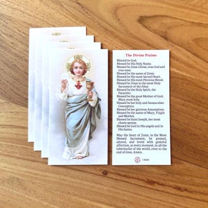 Divine Praises Litany Holy Card with Child Jesus, Catholic Traditional Prayer