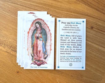Estampa de Nuestra Señora de Guadalupe: Oración católica por la patria y la familia