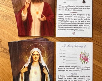 Personalized Memorial Holy Card: Funeral Prayer Cards, Pack of 5/10/25/50/100