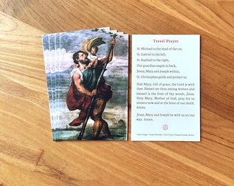 St. Christopher Travel Holy Card: Pack of 5/10/25/50/100, Catholic Prayer