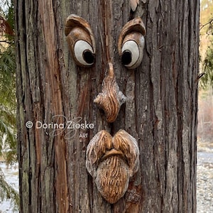 The ORIGINAL & GENUINE Mr. Grumpy Stump Tree Face  Gift For Dad  Fun Gifts  Unique Birthday Gift  Handmade Garden Art  Garden Sculpture