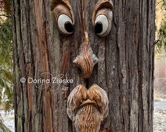 The ORIGINAL & GENUINE Mr. Grumpy Stump Tree Face  Gift For Dad  Fun Gifts  Unique Birthday Gift  Handmade Garden Art  Garden Sculpture