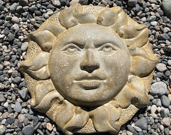 Wall Sun - Sandstone Finish, Sun Art, Mica in Finish,  Birthday Gift, Garden Art, Wall Sculpture Art, Garden Sculpture, Concrete Garden Sun