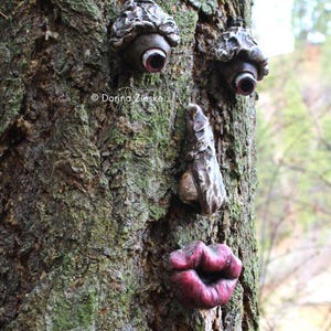 Buy Two - Mr & Mrs. Forrest Stump  Concrete Tree Faces  Gifts for Mom  Garden Decor  Sculpture Ornament  Unique Garden Art  Birthday Gifts