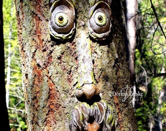 Ole Treemun - Large Concrete Tree Face Perfect Gift Birthday Gift Garden Decor Forest Face  Garden Sculpture Gardeners Gift Fantasy Garden