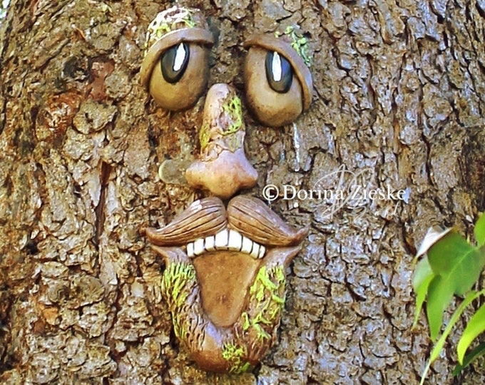 The Original & Genuine Mr. Chatty Trunk, Tree Face, Mother's Day Gift, Garden Decoration,Concrete Yard Art, Birthday Gift, Unique Gifts Idea