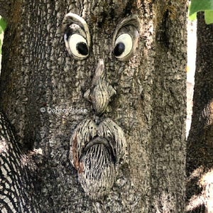 Mr. Grumpy Stump Tree Face  handmade garden art Fun Gardener Gift Outdoor Tree Art Garden Sculpture Ornament Unique Gift Idea