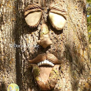 Groovy Garcia Tree Face, Garden Sculpture, Garden Art, Fun Gift Idea, Metallic Painted Sunglasses, Yard Art, Whimsical Art, Garden Art Decor