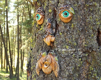 XL Concrete Tree Face: "Sir Douglas" Woodland Garden Decor