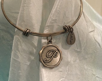 Vintage Silver Bracelet with Initial "P" Charm Made by Bella Ryann Marked Great Graduation Gift