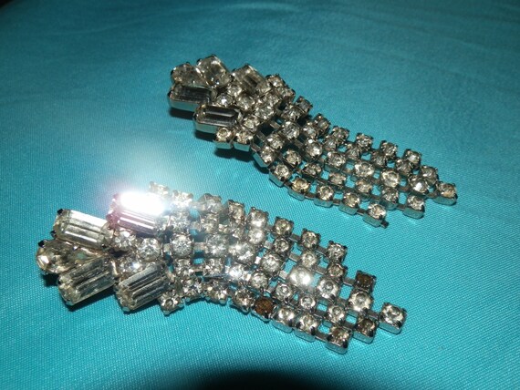 Vintage 1940s Dangle/Drop Earrings Sparkling Prom… - image 2