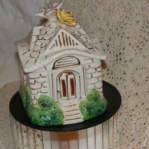 Vintage Cottage Vanity Jar Harriet Hubbard Ayer Jar for Bathsheen 1920s-30s Jewelry Dish Lady Dresser!!!