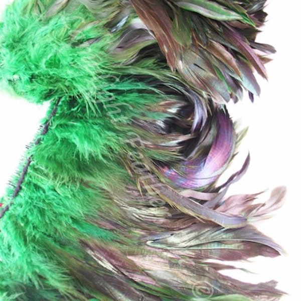Green Rooster Feathers Half Bronze Schlappen 6-7 Inch per Ounce