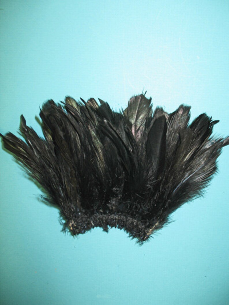 Rooster coque, black tail feathers 4-6 per strung foot image 1