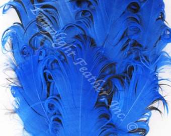 Millinery Feather Pad Curly Goose Black/Blue per Each