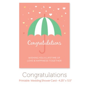 Tarjeta de ducha de boda imprimible - Descarga instantánea de tarjeta de boda imprimible PDF - Tarjeta de felicitación - Tarjeta A2 4.25" x 5.5"