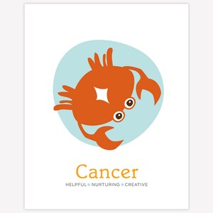 Zodiaco bebé cáncer imprimible vivero arte de la pared - Descarga instantánea de archivo de arte digital 8&quot; x 10&quot; - Impresión de arte de astrología para niños